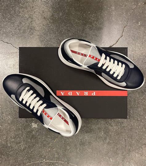 navy suede prada sneakers|prada 4e3400.